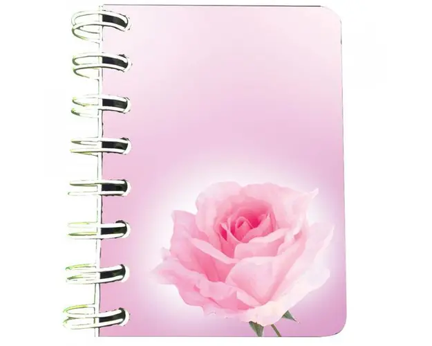 Carnet cu spira Trandafir roz-pal, 7 x 10 cm, 75 foi veline