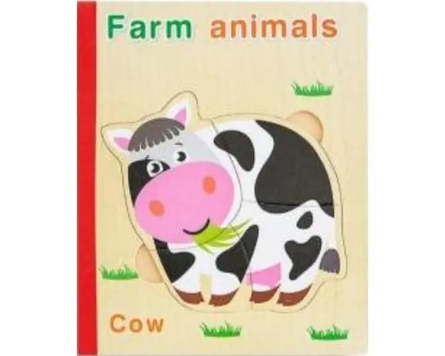 Carte 6 puzzle din lemn - Animalele de la ferma 2, 7Toys