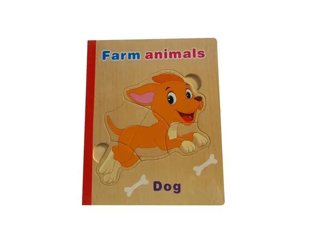 Carte 6 puzzle din lemn - Animalele de la ferma, 7Toys