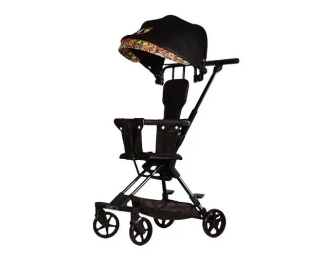 Carucior bebe cu copertina retractabila, model pentru copii intre 6 si 36 luni, Negru, Sport, Pliabil, Cos depozitare, 2 roti pivotante si blocare roti
