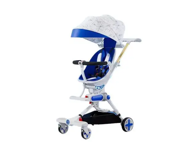 Carucior bebe pliabil cu sezut rotativ 360 grade, Albastru