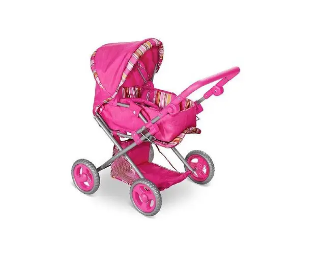 Carucior Pentru Papusi Cu Maner Reversibil Pink
