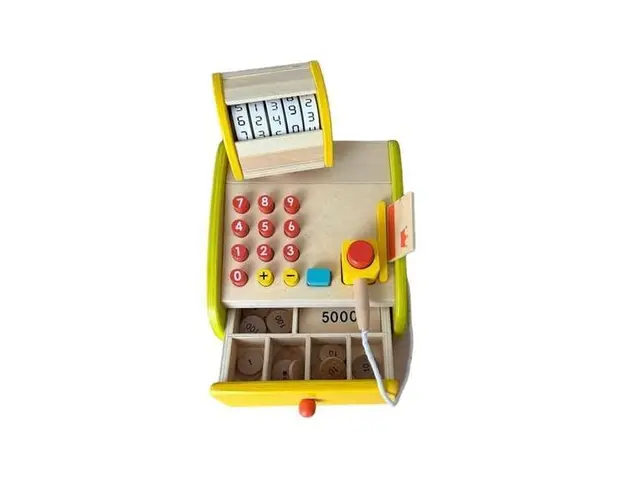 Casa de marcat cu accesorii din lemn, 24x21cm, 7Toys