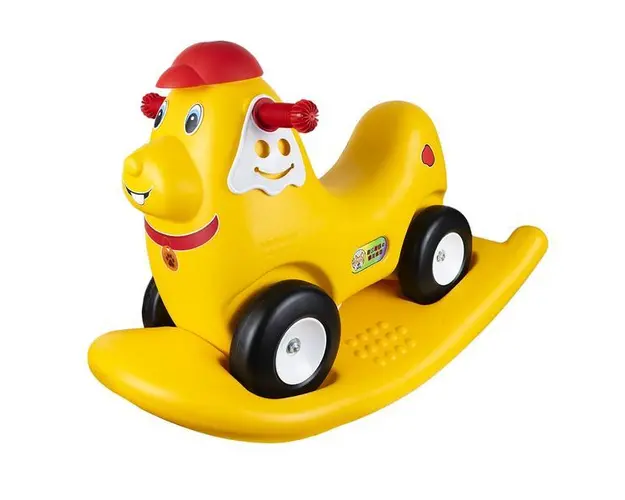 Catel balansoar 2 in 1 cu platforma detasabila pentru balansare, plastic/metal, pentru fete si baieti, galben