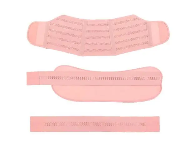 Centura elastica de sustinere sarcina, pentru gravide, reglabila, formata din 3 piese - Roz, L