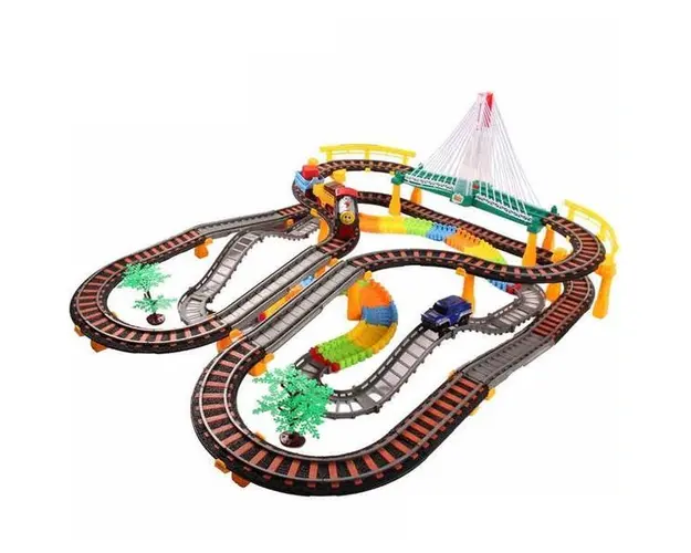 Set Joc Pista de Curse 2-in-1 cu Masina si Trenulet 
