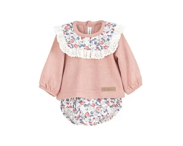 Compleu Chloe bluza cu maneca lunga si pantaloni cu model floral fetite 3 ani