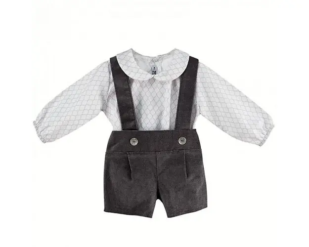 Compleu copii Liam, camasa eleganta si pantaloni scurti cu bretele, baieti, 6 luni