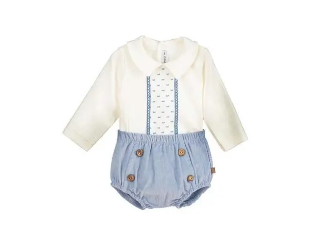 Compleu Gregory, bluza cu m&acirc;neca lunga si pantaloni scurti, bleu ciel 3 luni +