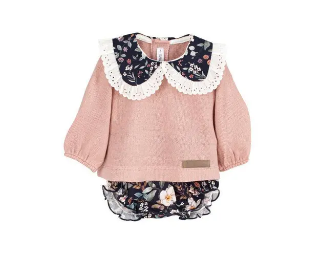 Compleu Iris cu bluza si pantaloni cu model floral 3 luni +