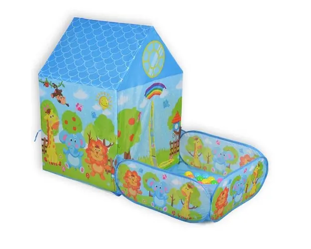 Cort de joaca pentru copii Zoo, cu 50 bile plastic incluse, 3 ani +