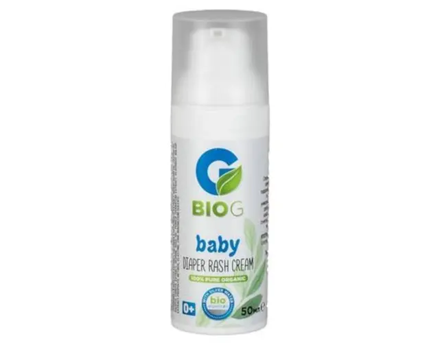 Crema organica pentru zona scutecului bebelusului BIO G BABY 50 ml cu Ulei de germeni de gr&acirc;u, Extract de musetel si Patlagina 
