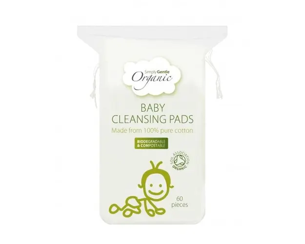 Dischete Rectangulare din Bumbac Organic 100% - Macdonald and Taylor Baby Cleansing Pads, 60 buc