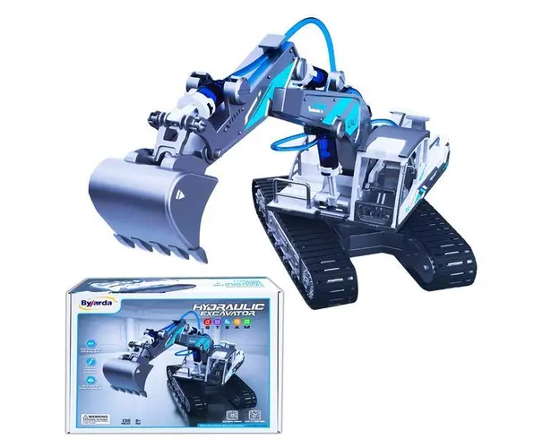 Excavator hidraulic de asamblat, 130 piese, rotatie 360&deg; , plastic si metal