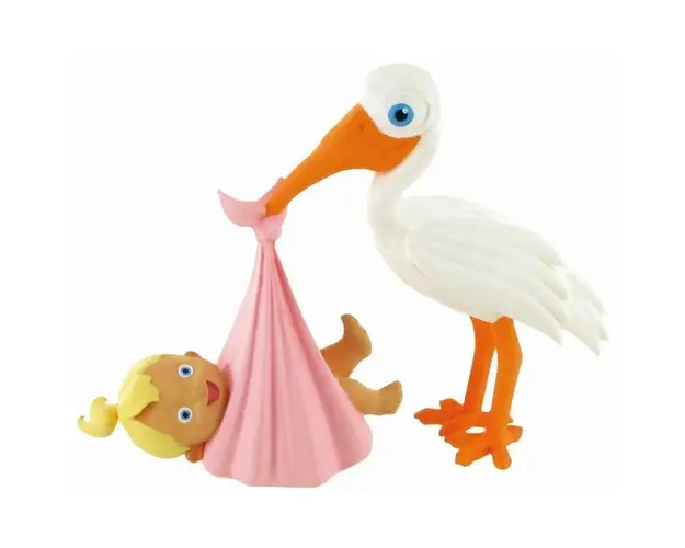 Figurina Comansi Moments - Stork with Baby Girl