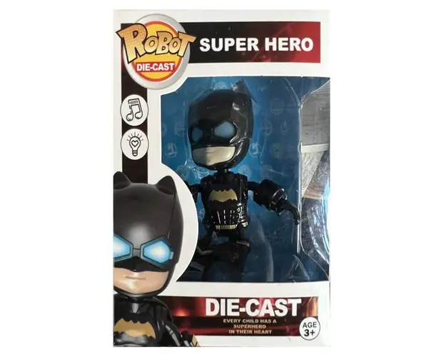 Figurina metalica de colectie cu lumini si sunete, Die Cast Robot, 11 cm, Batman