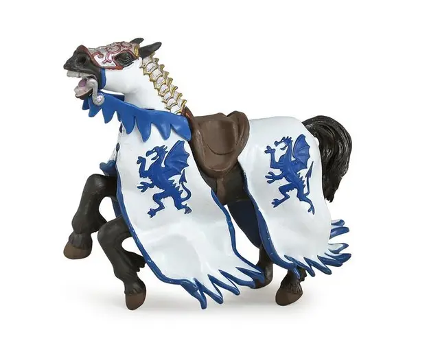 Figurina Papo - Calul regelui cu blazon dragon, albastru