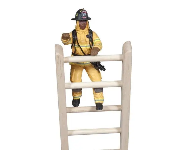 Figurina Papo Pompier US galben pe scara