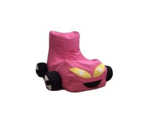 Fotoliu tip masinuta, Big Bean Bag pentru copii, textil umplut cu perle polistiren, roz