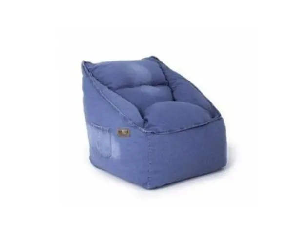 Fotoliu tip para, Big Jean Bean Bag, textil tip jolly jeans umplut cu perle polistiren, albastru