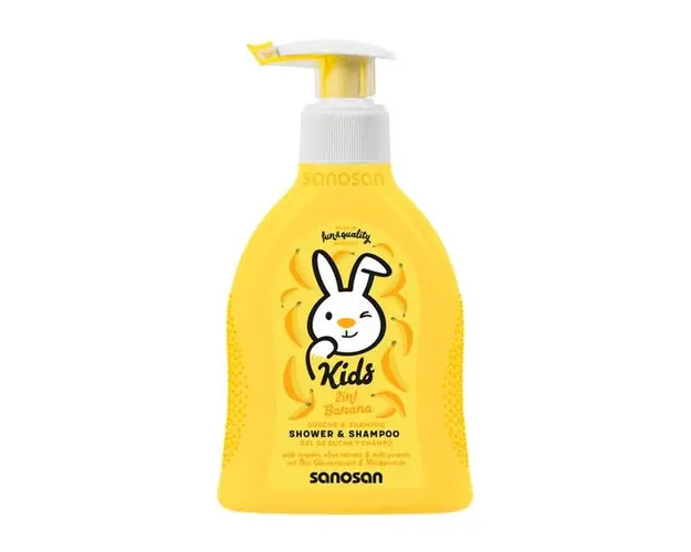 Gel de Dus si Sampon cu Banane - Sanosan Kids Shower &amp; Shampoo, 200 ml