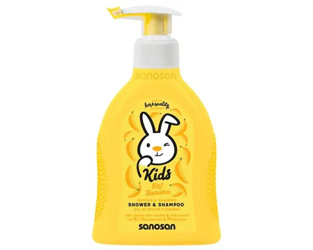 Gel de Dus si Sampon cu Banane - Sanosan Kids Shower & Shampoo, 400 ml
