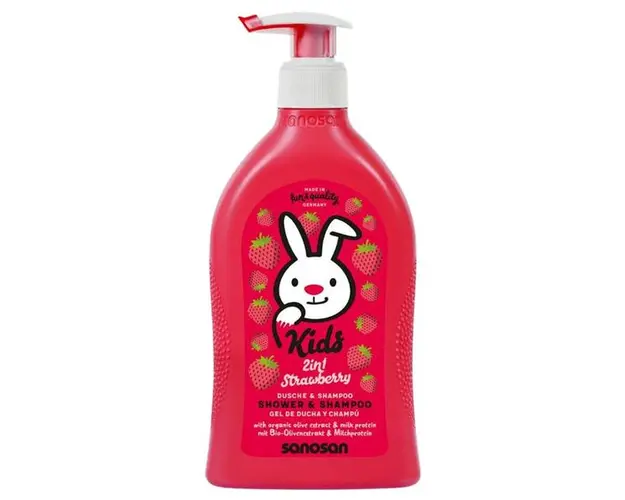 Gel de Dus si Sampon cu Capsuni - Sanosan Kids Shower & Shampoo, 400 ml