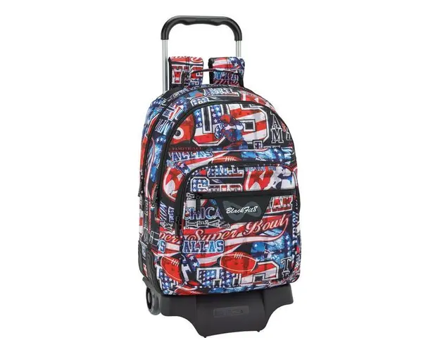 Ghiozdan baieti cu troler BlackFit8 Superbowl