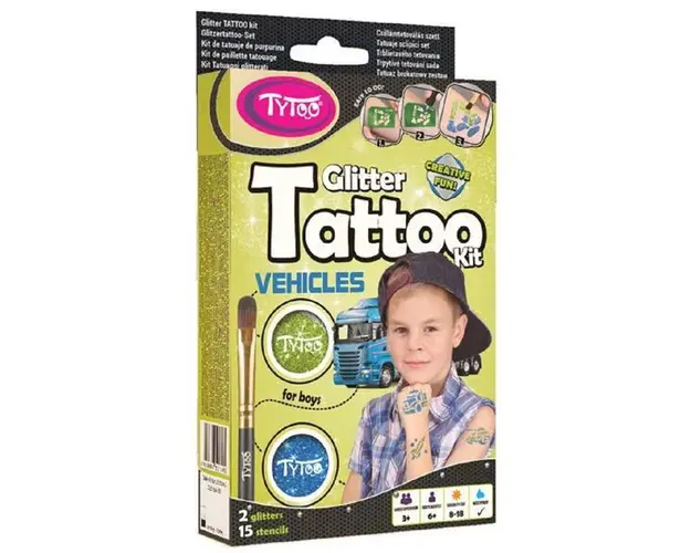 Glitter Tattoo Kit: Vehicles