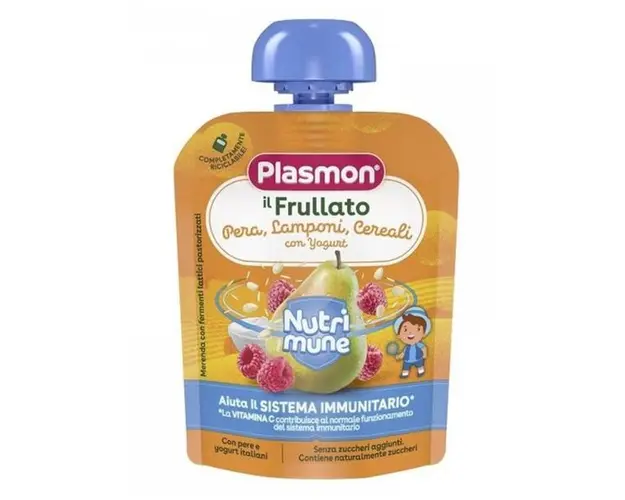 Gustare Nutrimune Pere, Zmeura, Cereale si Iaurt - Plasmon, 8 luni+, 85 g