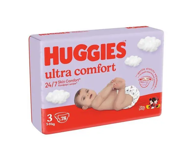 Huggies scutece copii Ultra Comfort Mega 3, unisex 5-9 kg, 78 buc