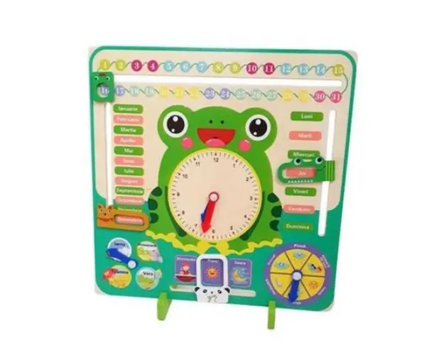 Joc din Lemn Ceas Calendar in Lb.Romana - Broscuta, 7Toys