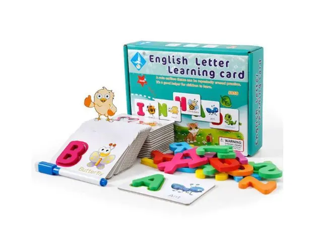 Joc din lemn Invata Engleza si Alfabetul, 7Toys