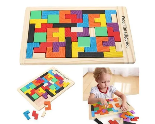 Joc educativ - Tetris din lemn, 7Toys