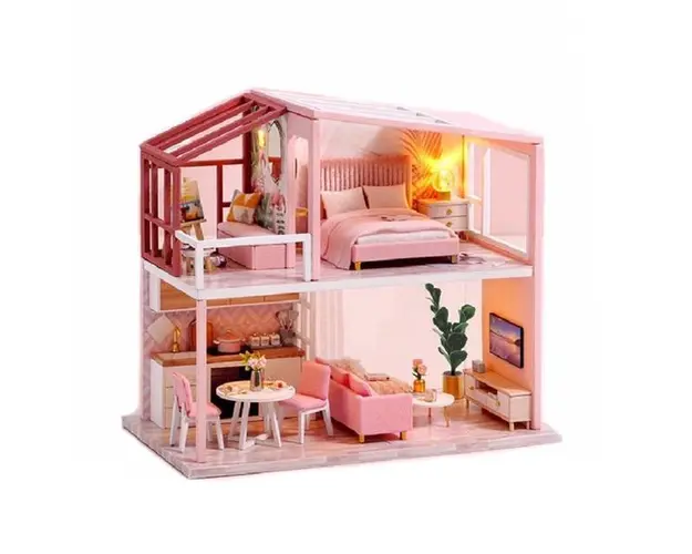 Joc interactiv, educational, macheta casuta de asamblat, miniatura, Simple House 2, DIY