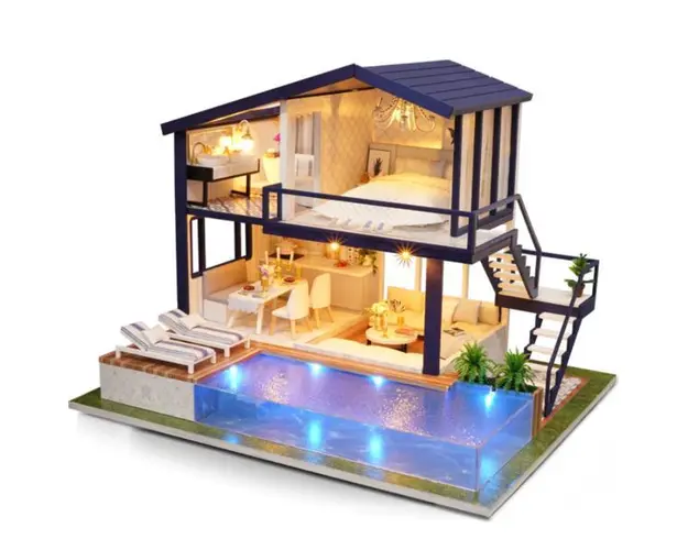 Joc interactiv, educational, macheta casuta de asamblat, miniatura, Timp acasa, DIY
