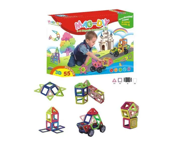 Joc Magnetic Educativ de Constructie 3D 55 piese 272715