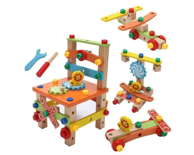 Jucarie de asamblat din lemn - scaun, avion, masinute, 7Toys