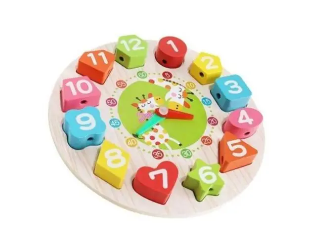 Jucarie educativa Ceas si Puzzle din lemn, 7Toys