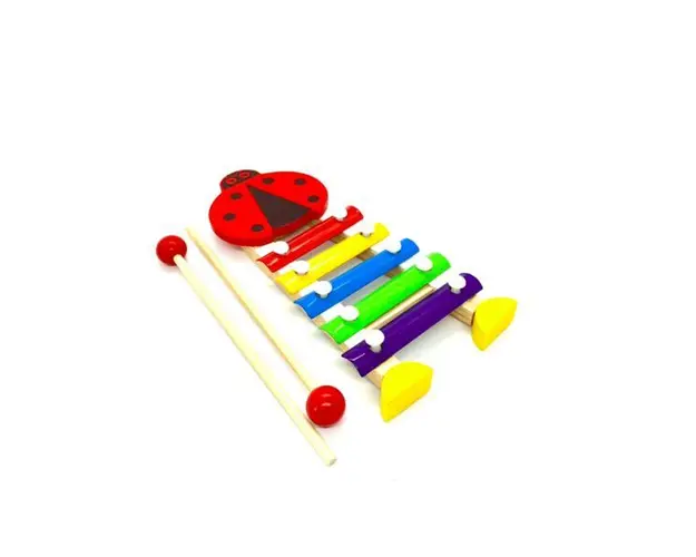 Jucarie muzicala interactiva din lemn - Xilofon Buburuza,7Toys