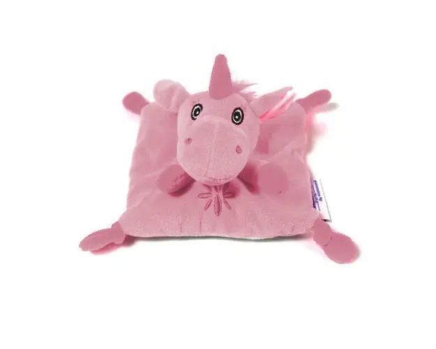 Jucarie termica de plus Kinecare Unicorn, cu microbile si flori de lavanda, pentru copii, 15x15 cm, Roz, VM-HP11