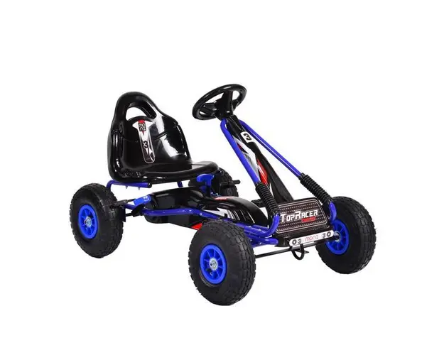 Kart cu pedale si roti gonflabile Top Racer Blue