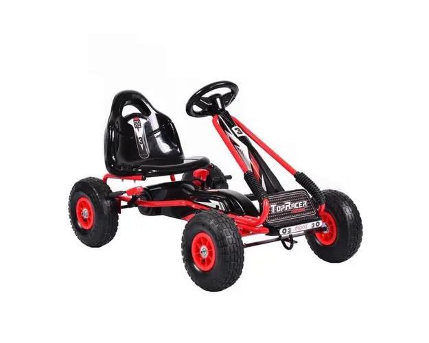 Kart cu pedale si roti gonflabile Top Racer Red