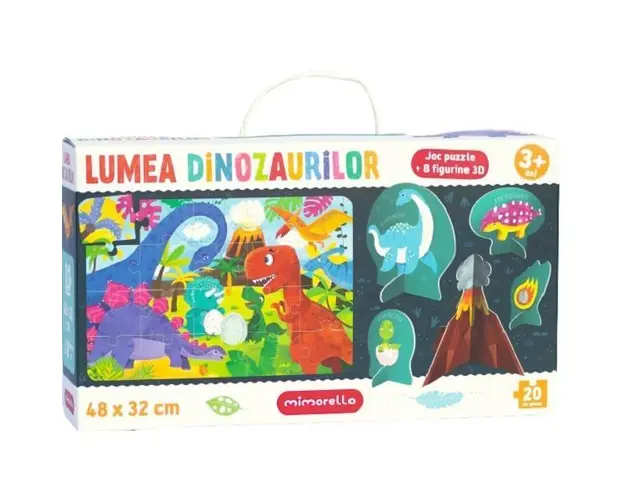 Lumea Dinozaurilor - Puzzle + 8 Figurine 3d
