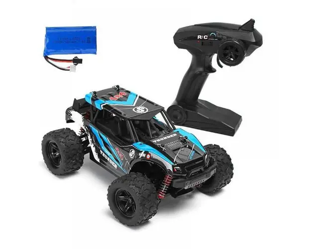 Masina cu telecomanda JJRC HS18312 albastra 4x4 scara 1:18 viteza maxima 36 km/h acumulator 7.4V 1200mAh timp de utilizare ~20 min