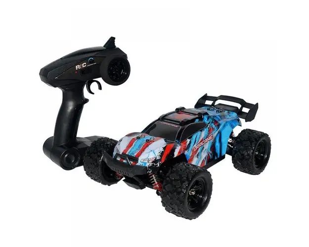 Masina cu telecomanda JJRC HS18321 albastra 4x4 scara 1:18 viteza maxima 36 km/h acumulator 7.4V 1200mAh timp de utilizare ~20 min