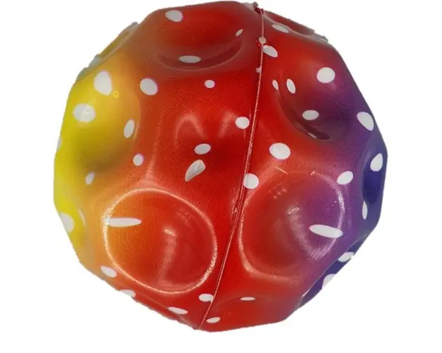 Minge saltareata, super space ball, multicolor, mov, rosu, galben, 9 cm