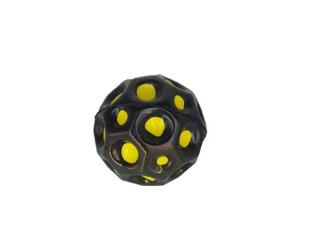 Minge saltareata, super space ball, multicolor, negru si galben, 7 cm