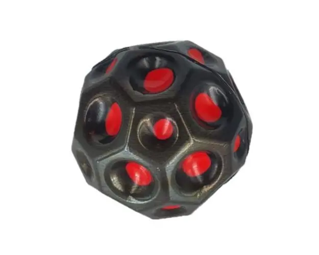 Minge saltareata, super space ball, multicolor, negru si rosu, 7 cm