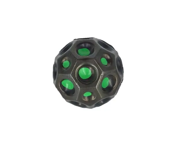 Minge saltareata, super space ball, multicolor, negru si verde, 7 cm